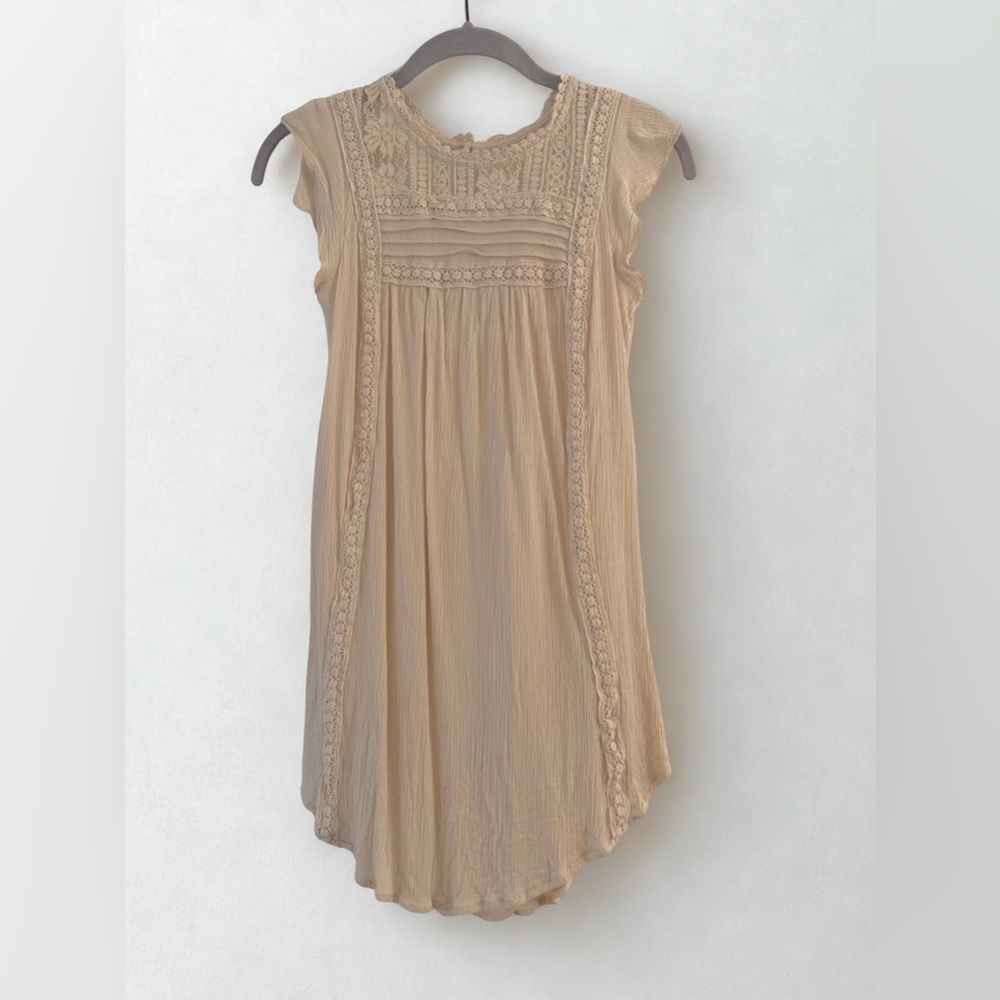 LACE IVORY LONG TANK SHIRT SIZE SMALL BLOUSE